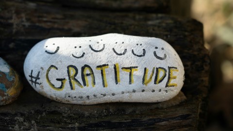 Dankbarkeit im Berufsalltag - Stein mit Aufschrift Gratitude